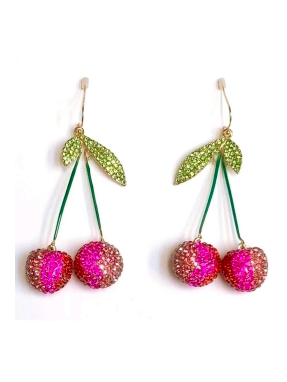 Piper K Cherry Gold Tone Glass Stones Earrings